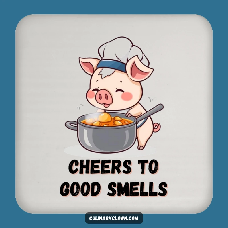Funny Kawaii Pig Chef Drink Coaster: Flavorful Protection for Your Table