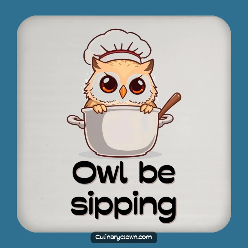Funny Owl Chef Peeking Pot Coaster: Protect Surfaces with Culinary Intrigue