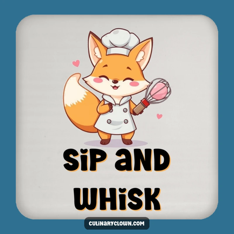 Funny Fox Chef Coaster - Protect Surfaces - Whimsical Kitchen Gift