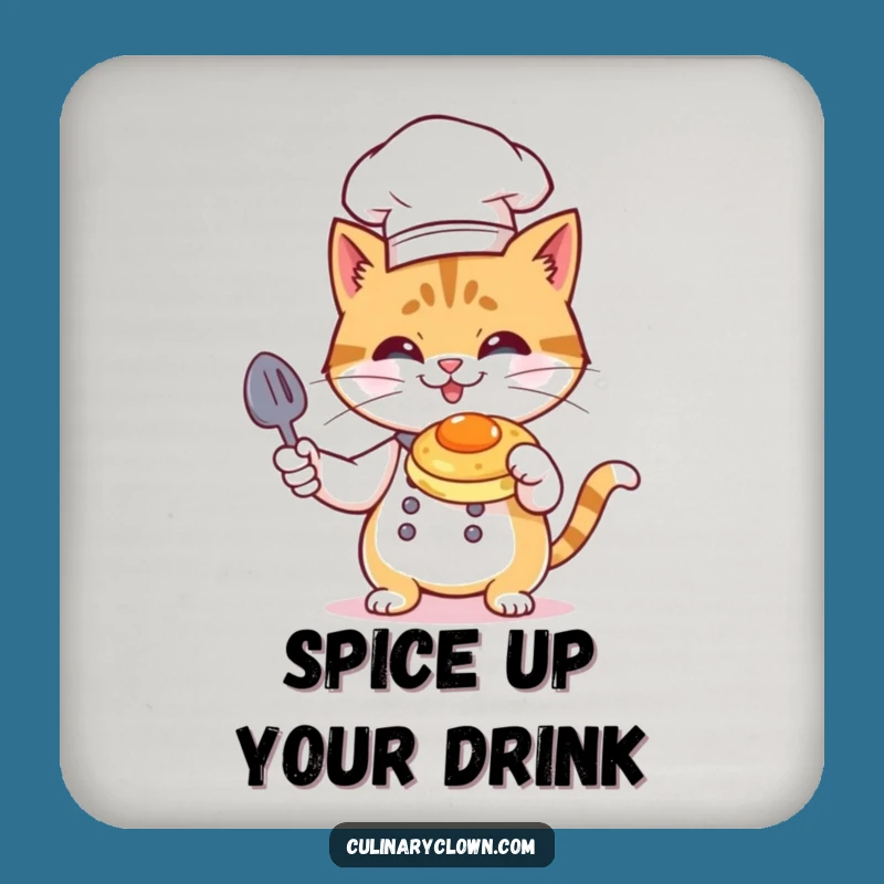 Funny Cat Chef Drink Coaster: Hilarious Kitchen Protection for Cocktail Cheers
