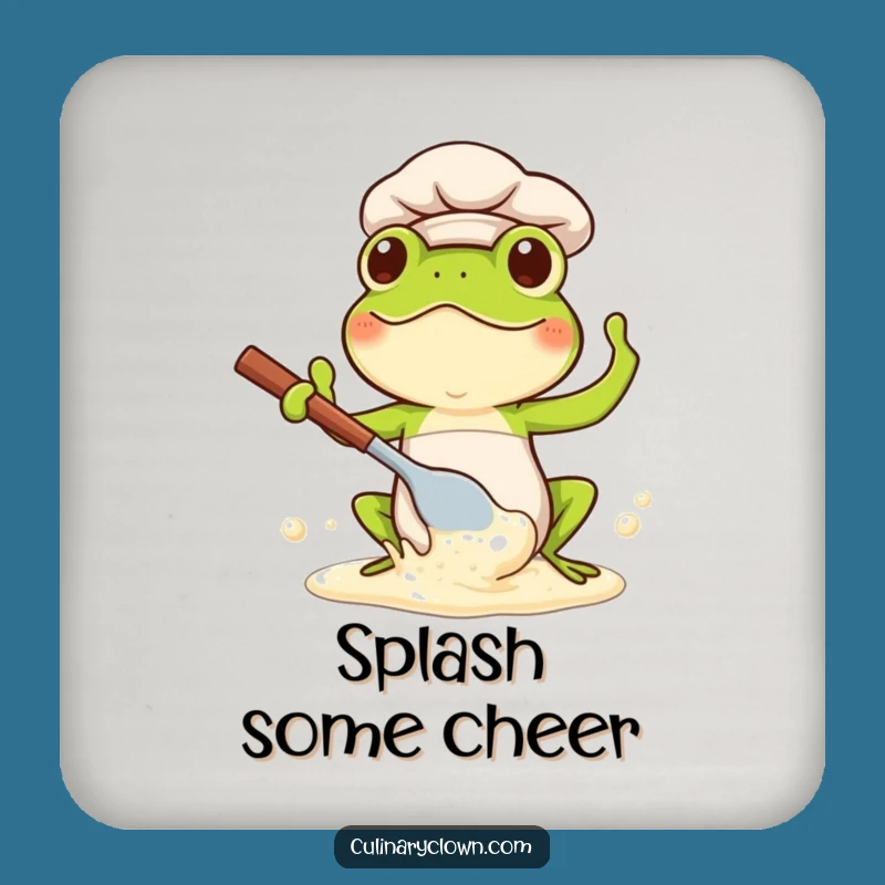 Funny Kawaii Frog Chef Drink Coaster: Protect Drinks with Culinary Charm