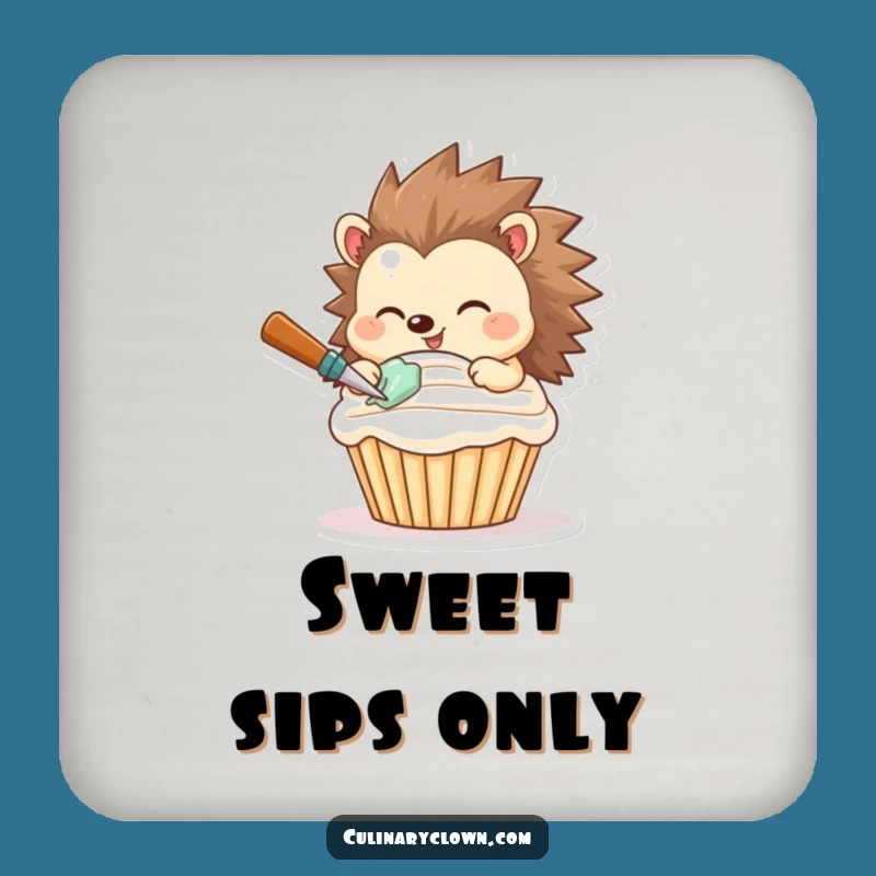 Funny Hedgehog Frosting Coasters - Protect Tables with Dessert Humor