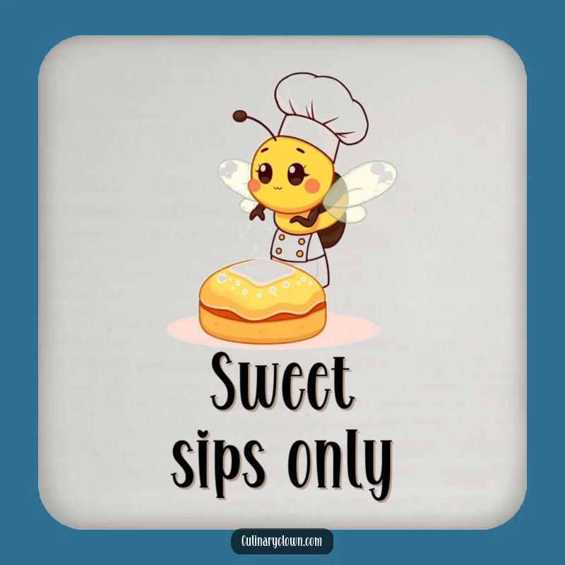 Funny Bee Chef Sprinkling Sugar Coaster: Protect Surfaces with Sweetness