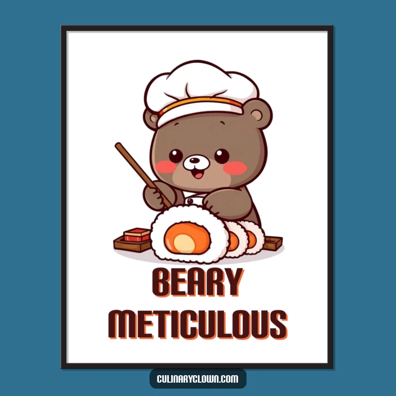 Funny Kawaii Sushi Bear Poster: Masterpiece Art, a Wonderful Funny Gift!