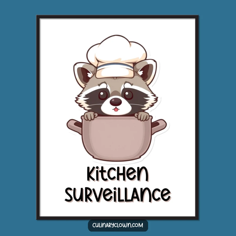 Funny Chef Raccoon Poster: Whimsical Kitchen Art, Humorous Wall Decor