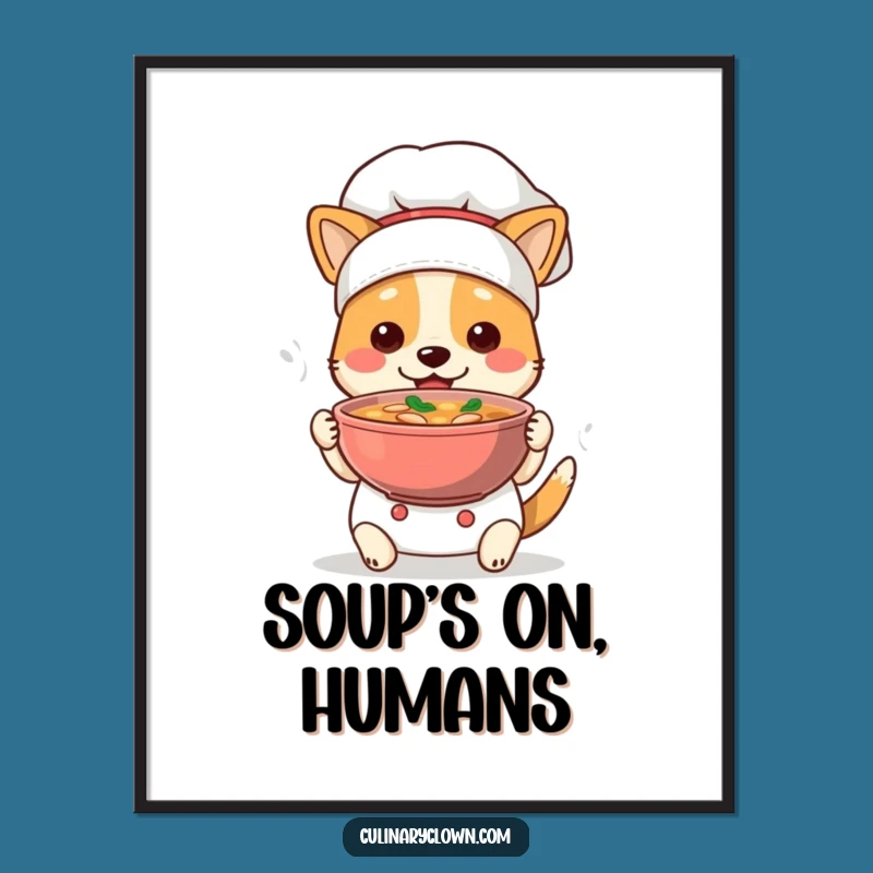 Funny Dog Chef Poster: Adorable Canine Cook Art, Perfect Decor for a Funny Gift!