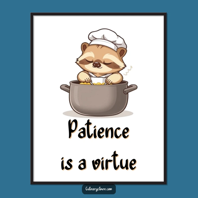 Funny Sloth Chef Poster: Slow Cooking Art, Perfect for Kitchens, Gift