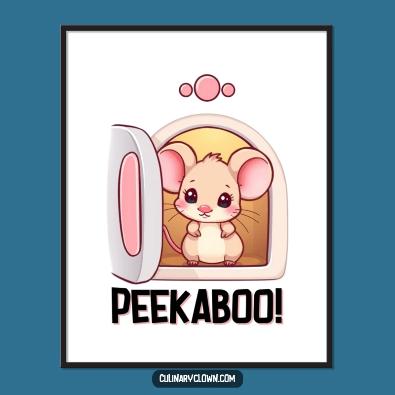 Funny Mouse Oven Poster - Curious Kitchen Art for Your Walls