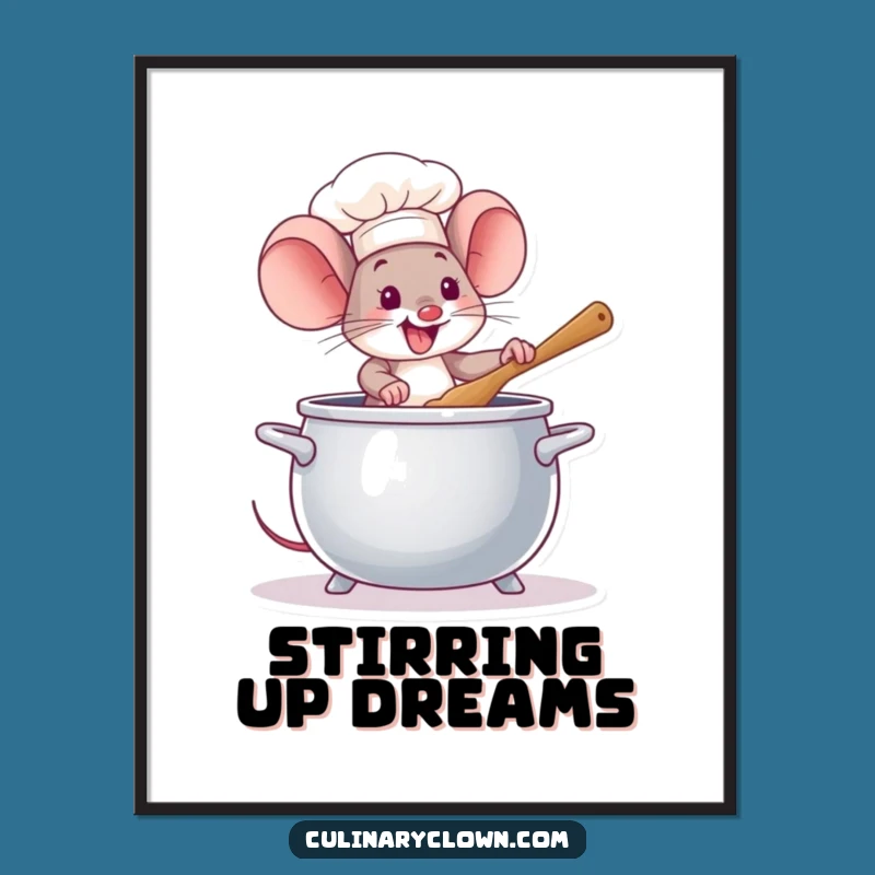 Funny Mouse Chef Poster: Whimsical Wall Art for Foodie Homes