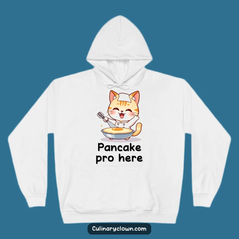 Funny Cat Chef Hoodie: Cozy Pancake Flip Apparel, Perfect Feline Funny Gift
