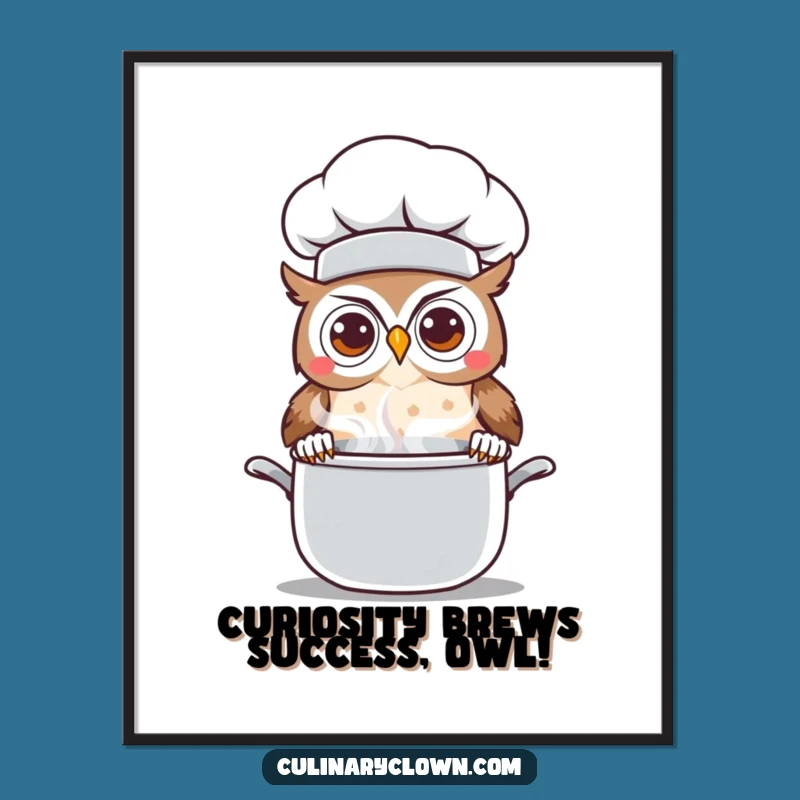 Free Printable Kawaii Owl Chef Wall Art - Funny Downloadable Decor for Curious Spaces
