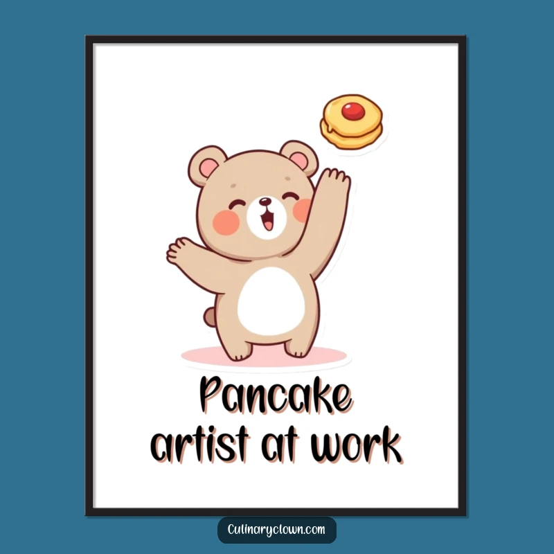 Free Printable Bear Pancake Flip Wall Art - Funny Kitchen Decor Downloadable