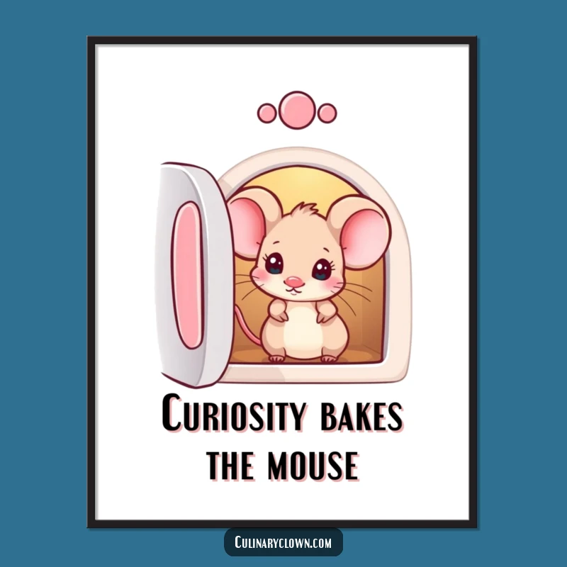 Free Printable Funny Wall Art: Mouse Oven Peek - Quirky Downloadable Decor