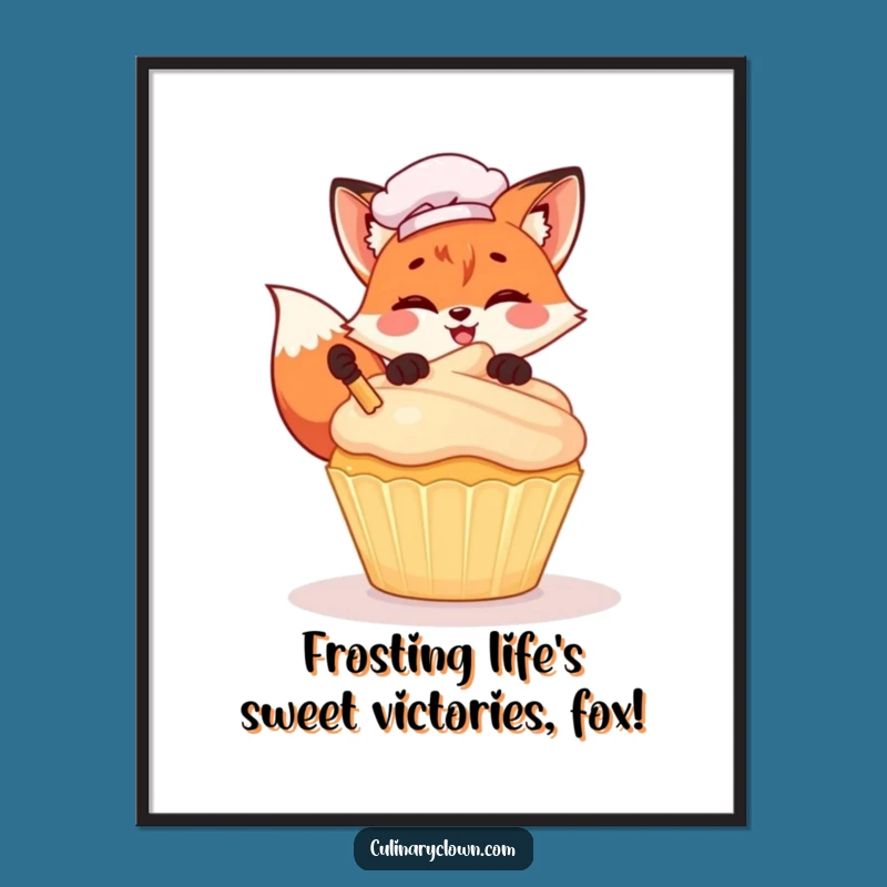 Free Printable Kawaii Fox Chef Wall Art - Funny Downloadable Decor for Sweet Spaces