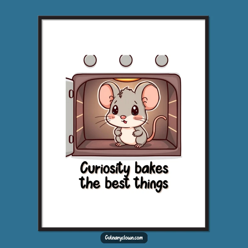 Free Printable Wall Art: Funny Mouse Oven Peek Humorous Downloadable Decor