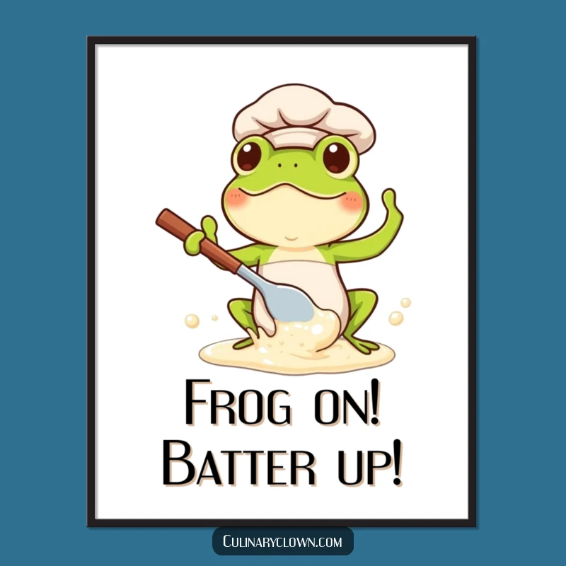 Free Printable Frog Chef Wall Art - Funny Kawaii Downloadable Decor for Kitchens