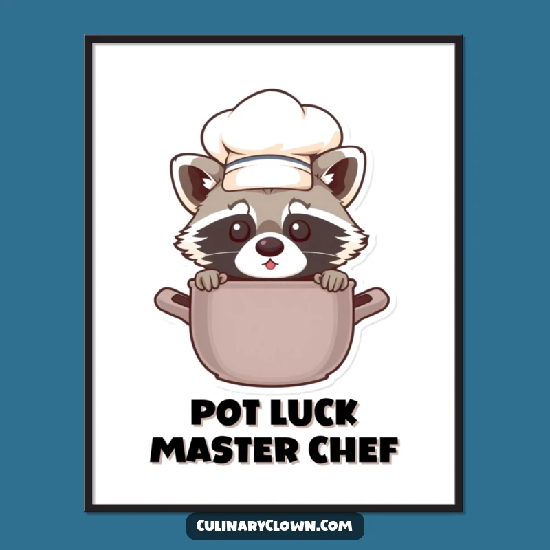 Funny Free Printable Wall Art: Chef Raccoon Kitchen Decor Gift
