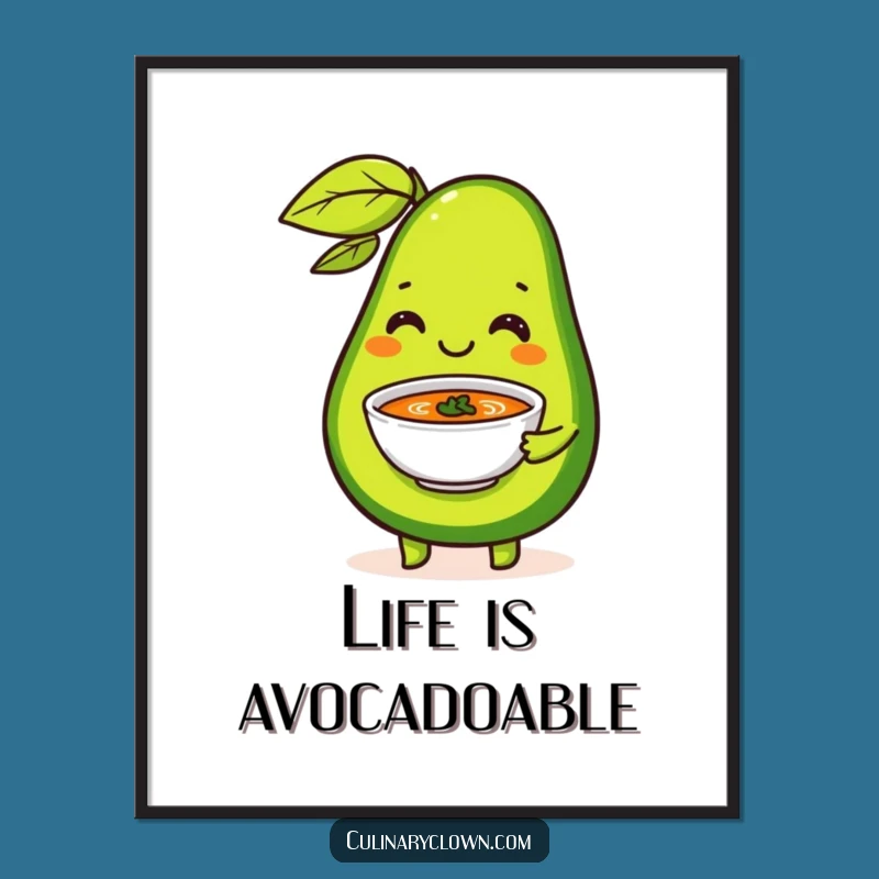 Funny Free Printable Wall Art: Avocado Serving Soup with Flair Decor