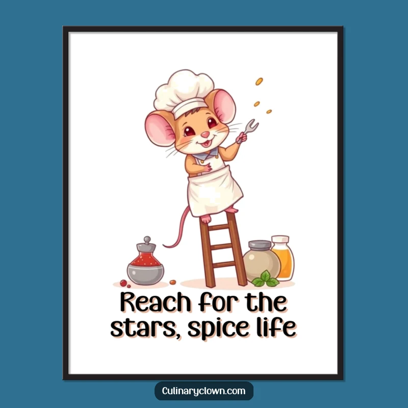Free Printable Wall Art: Brave Mouse Chef & Spice Ladder, Whimsical Downloadable Art