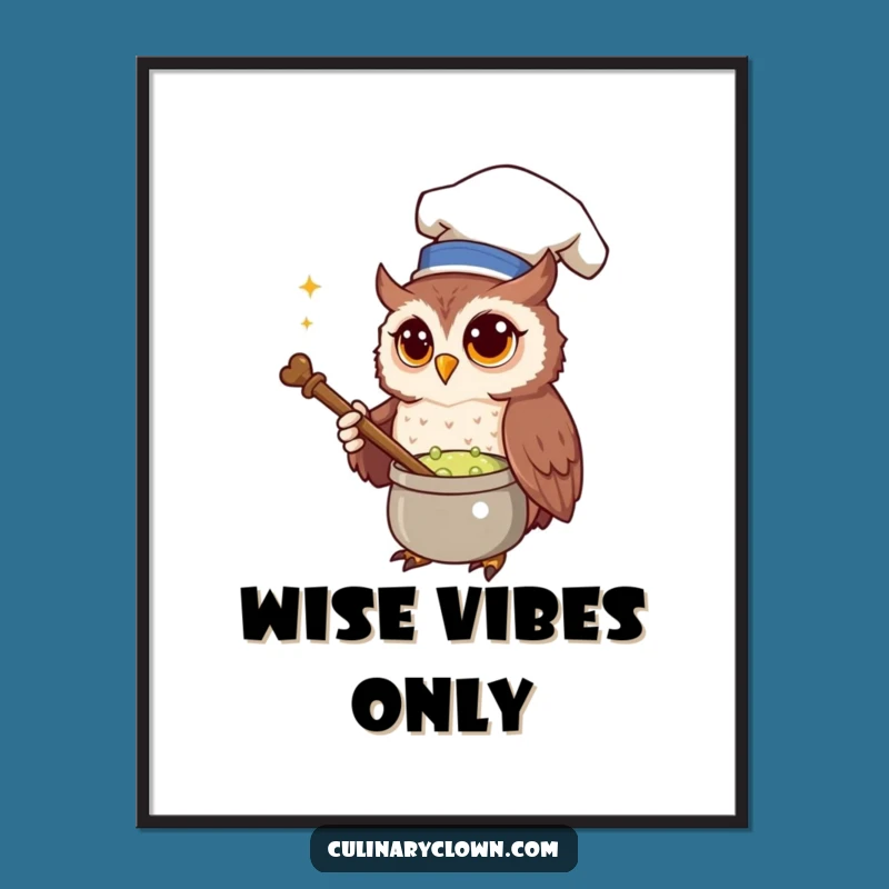Funny Free Printable Wall Art: Owl Chef Stirring Potion Decor