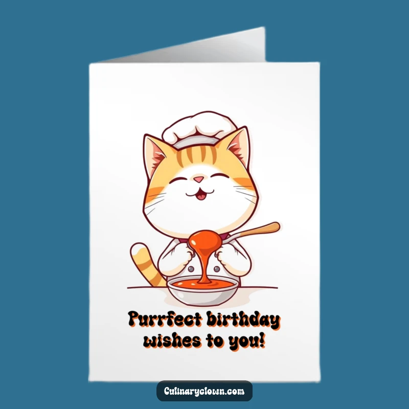 Free Printable Birthday Card: Kawaii Cat Chef Tasting for a Deliciously Funny Gift