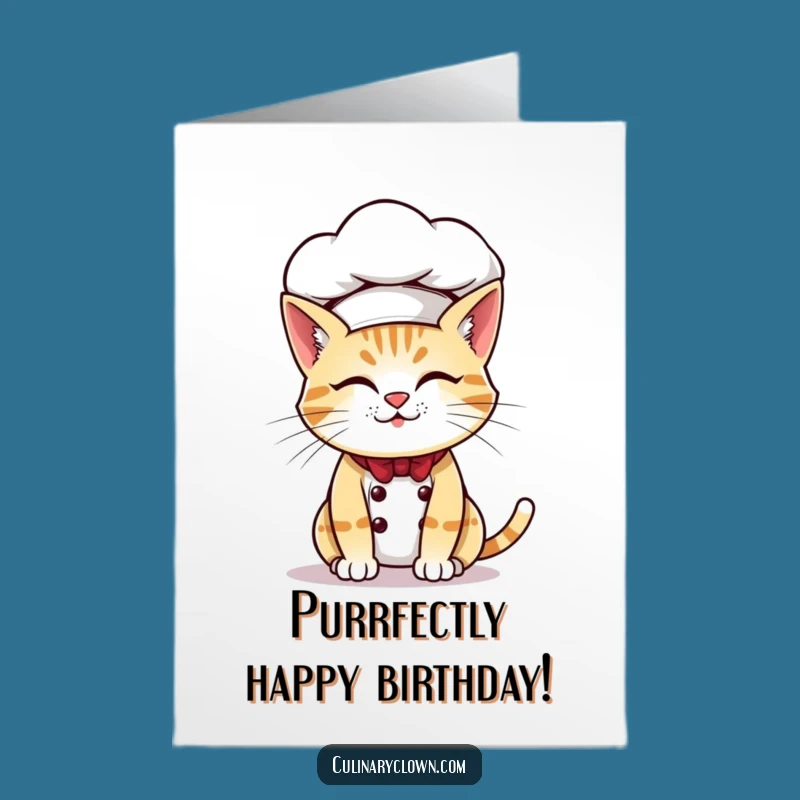Free Printable Cat Chef Birthday Card: Hat Mishap Downloadable Gift