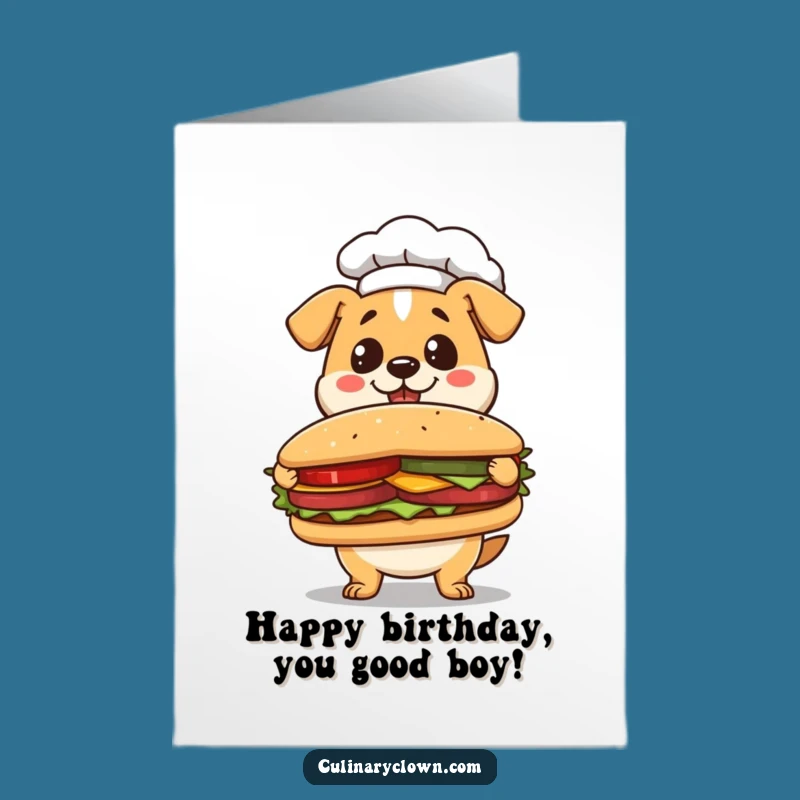 Free Printable Happy Birthday Dog Chef Card - Funny Downloadable Gift for Food Lovers