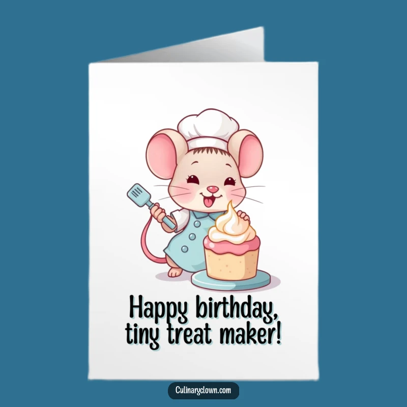 Free Printable Happy Birthday Mouse Chef Card - Funny Downloadable Gift for Sweet Celebrations