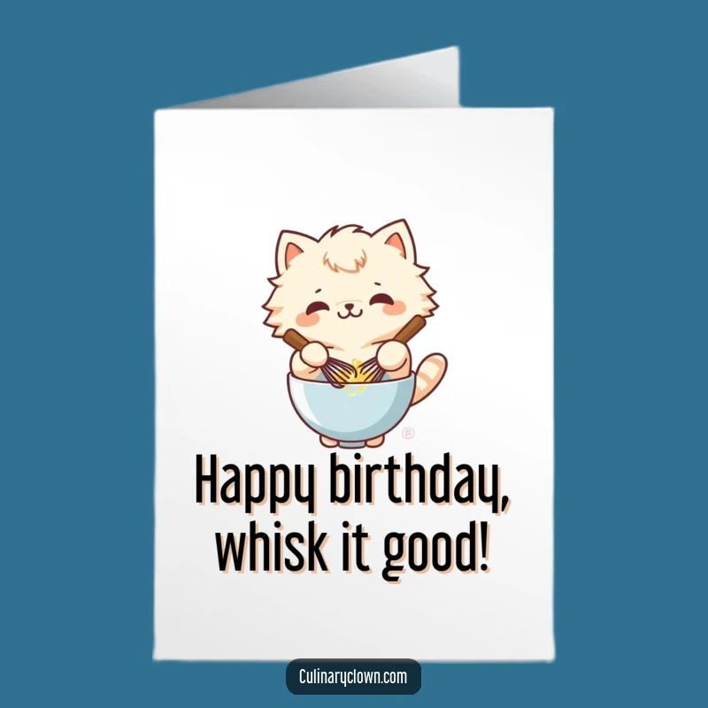 Free Printable Kawaii Cat Birthday Card: Whisking Joy Downloadable Gift!