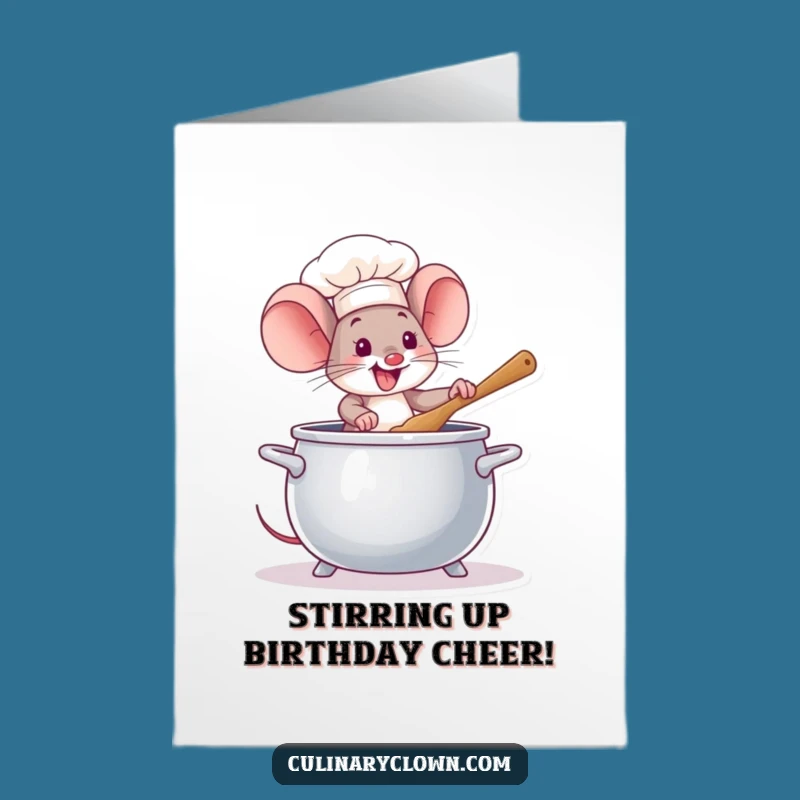 Free Printable Mouse Chef Birthday Card - Funny Downloadable Gift for Food Lovers