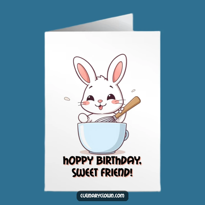 Free Printable Rabbit Whisking Birthday Card - Funny Baking Gift