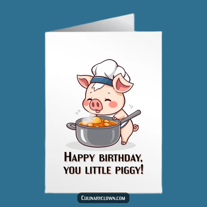 Free Printable Happy Birthday Pig Chef Card - Funny Downloadable Gift for Foodies