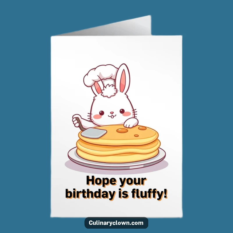 Free Printable Birthday Card: Bunny Chef Flipping Pancake, a Hilarious Downloadable Gift!