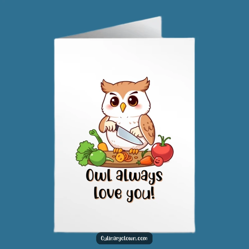 Free Printable Owl Chopping Birthday Card - Funny Chef Gift