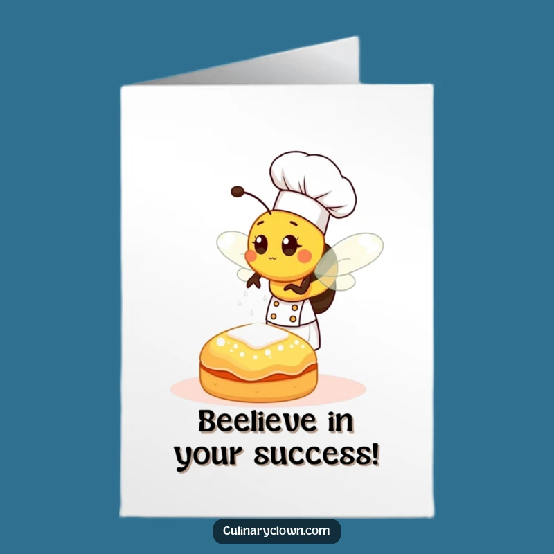 Free Printable Congrats Card: Bee Chef Sweet Desserts Greeting Downloadable Design