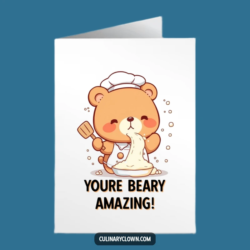 Free Printable Kawaii Bear Chef Congrats Card: Flour Fun Downloadable