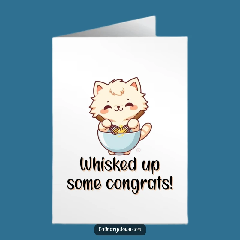 Free Printable Kawaii Cat Congrats Card: Whisking Success Downloadable!