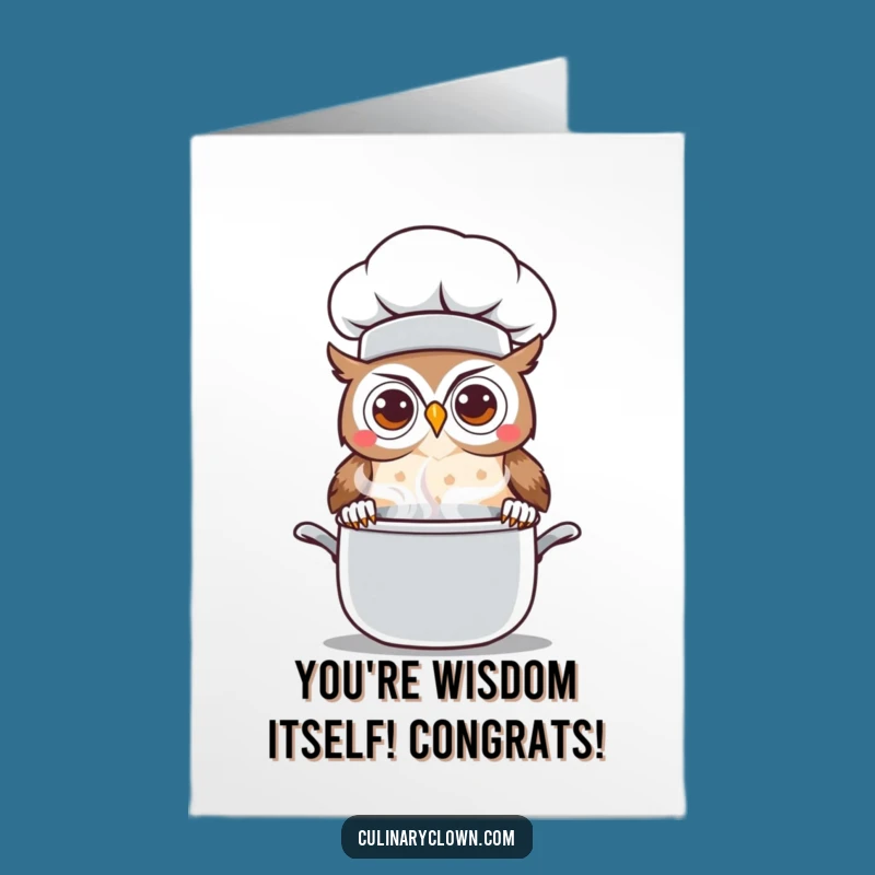 Free Printable Kawaii Owl Chef Congrats Card - Funny Downloadable Gift for Discoveries