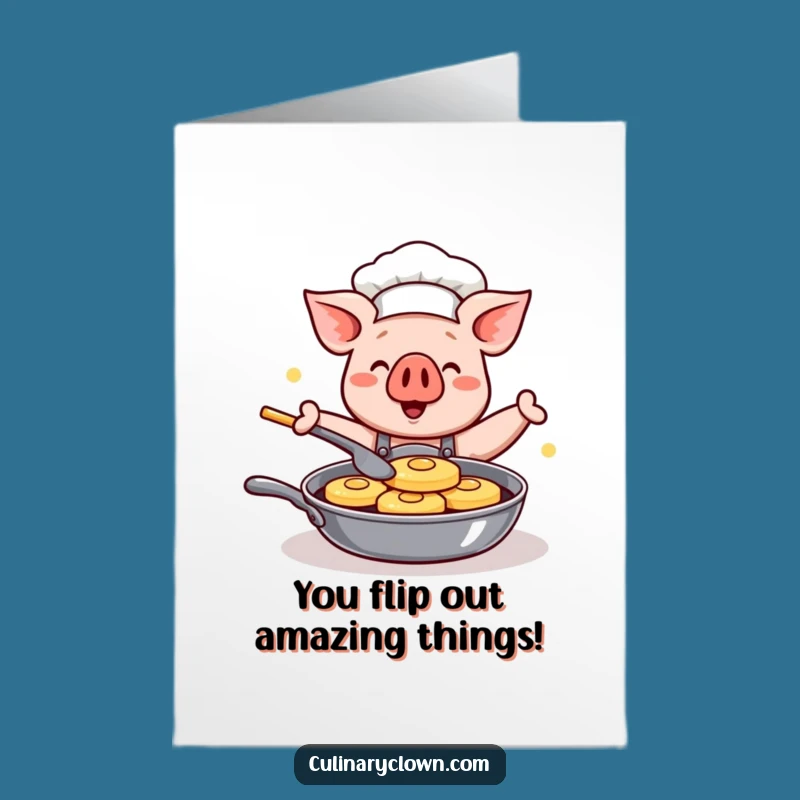 Free Printable Kawaii Pig Chef Congrats Card - Funny Downloadable Gift for Great Feats