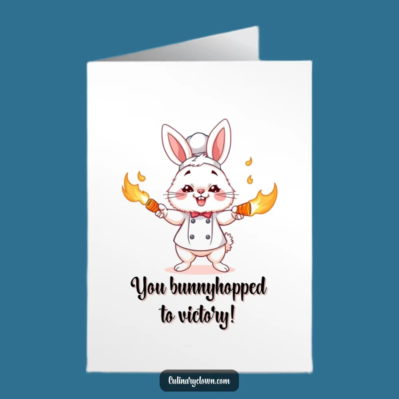 Free Printable Congrats Card: Bunny Chef's Fiery Achievement!