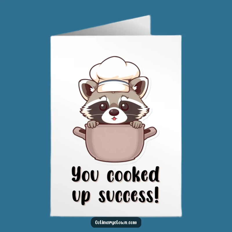 Free Printable Congrats Card: Chef Raccoon Pot Surprise Celebration