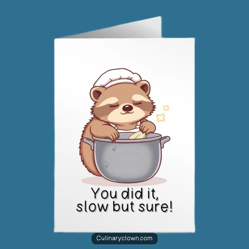 Free Printable Sloth Chef Congratulations Card - Funny Downloadable Success Greeting
