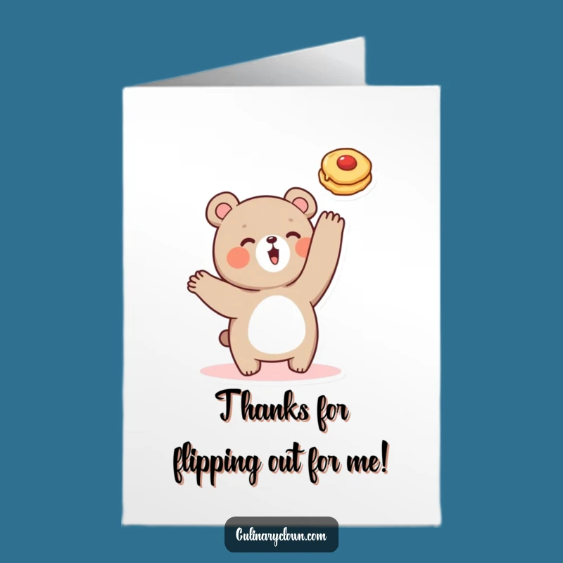 Free Printable Bear Pancake Flip Thank You Card - Funny Downloadable