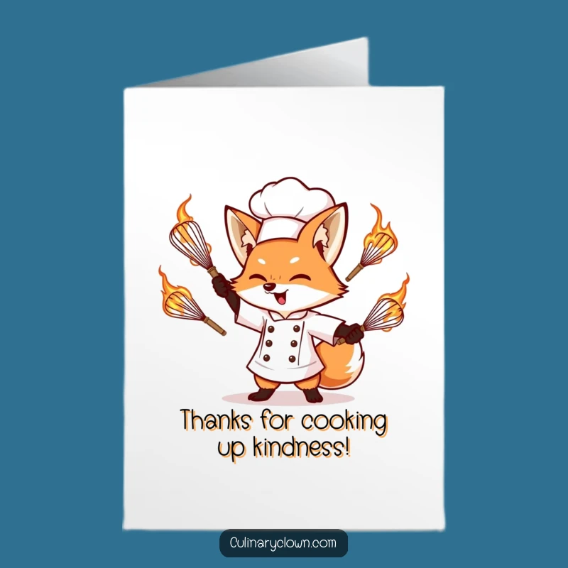 Free Printable Funny Fox Chef Thank You Card: Fiery Gratitude, Downloadable Appreciation Gift