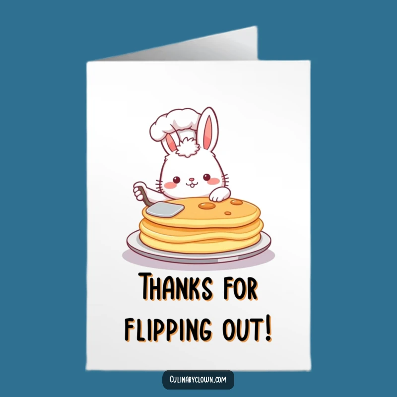 Free Printable Thank You Card: Bunny Chef's Pancake Flip, a Deliciously Funny Downloadable Gift!