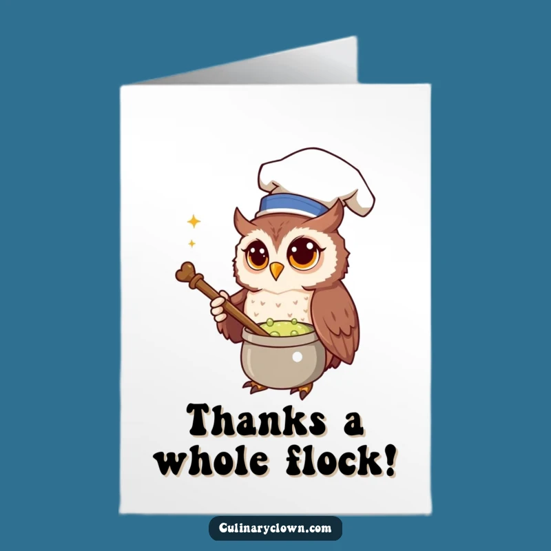 Free Printable Thank You Card: Owl Chef Brews Thanks Downloadable