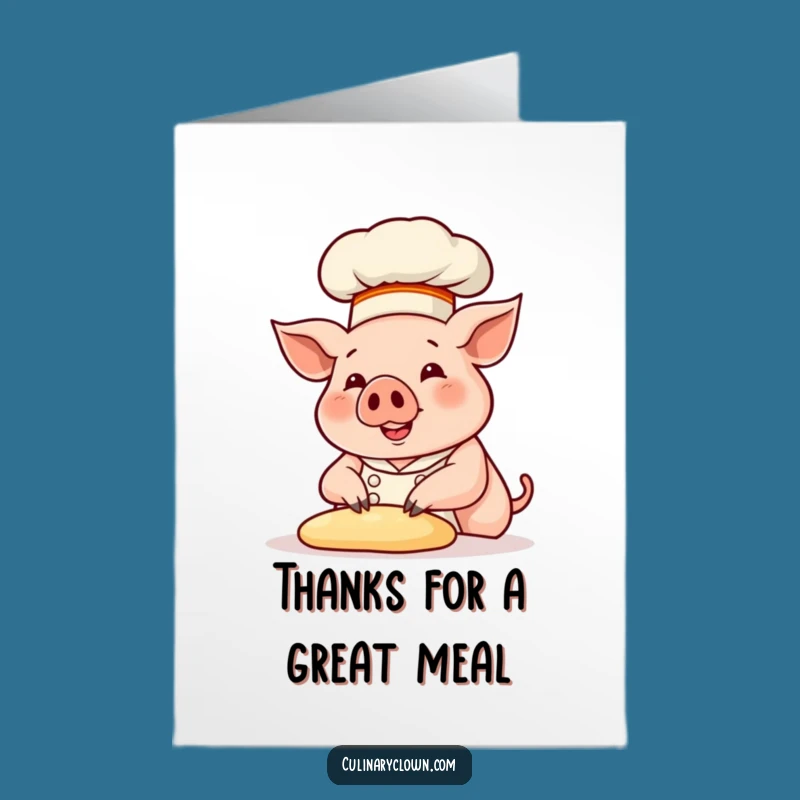 Free Printable Thank You Card: Pig Chef Gratitude Greeting Download