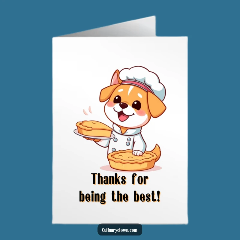 Free Printable Thank You Card: Kawaii Dog Chef Pie for a Grateful Downloadable Gift