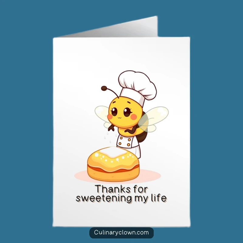 Free Printable Thank You Card: Bee Chef Sweet Gratitude Greeting Download
