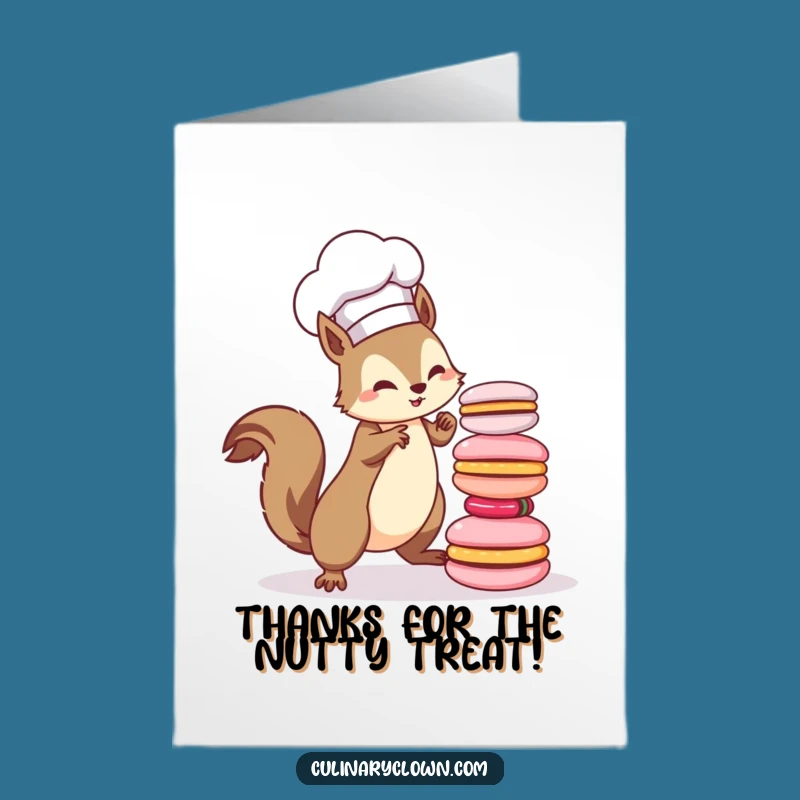 Free Printable Kawaii Squirrel Chef Thank You Card - Sweet Macaron Gratitude Downloadable
